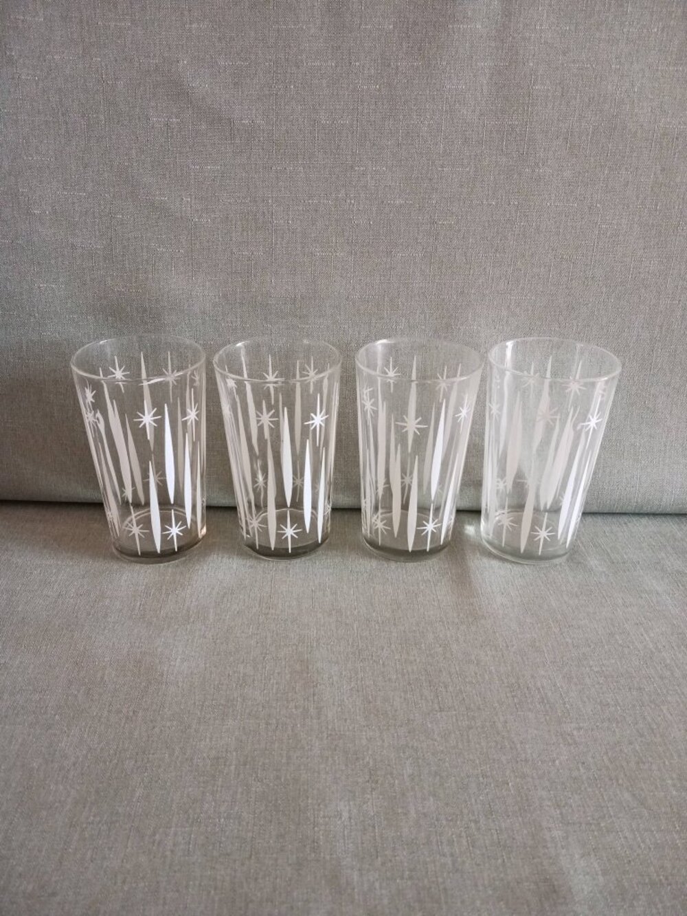 Jeanette Clear/White Atomic Diamond Glasses – Set of 4